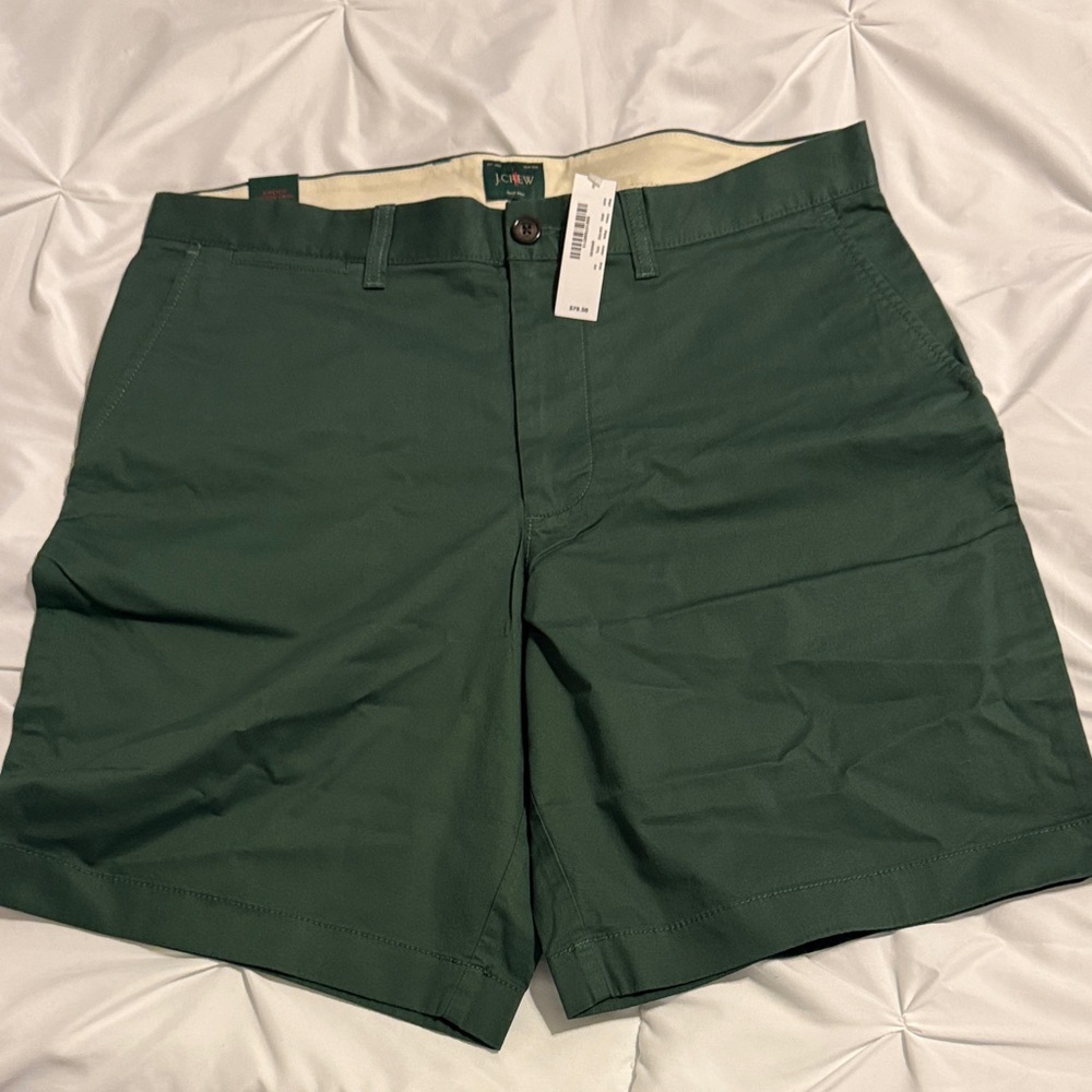 J. Crew Dark Green Flat Front Shorts